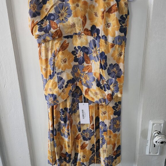 Reformation Kourtney Yellow Floral Midi Dress 4 - Picture 3 of 4